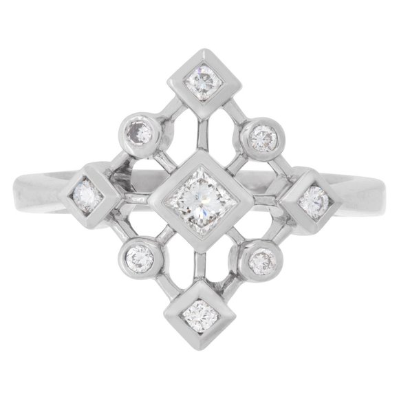 Diamond 14K White Gold Snowflake Ring - Picture 11 of 12